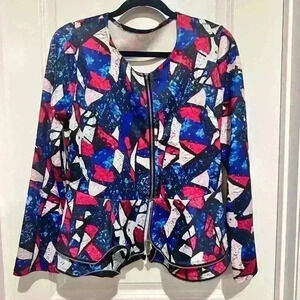 Window pain multicolor top blazer blouse